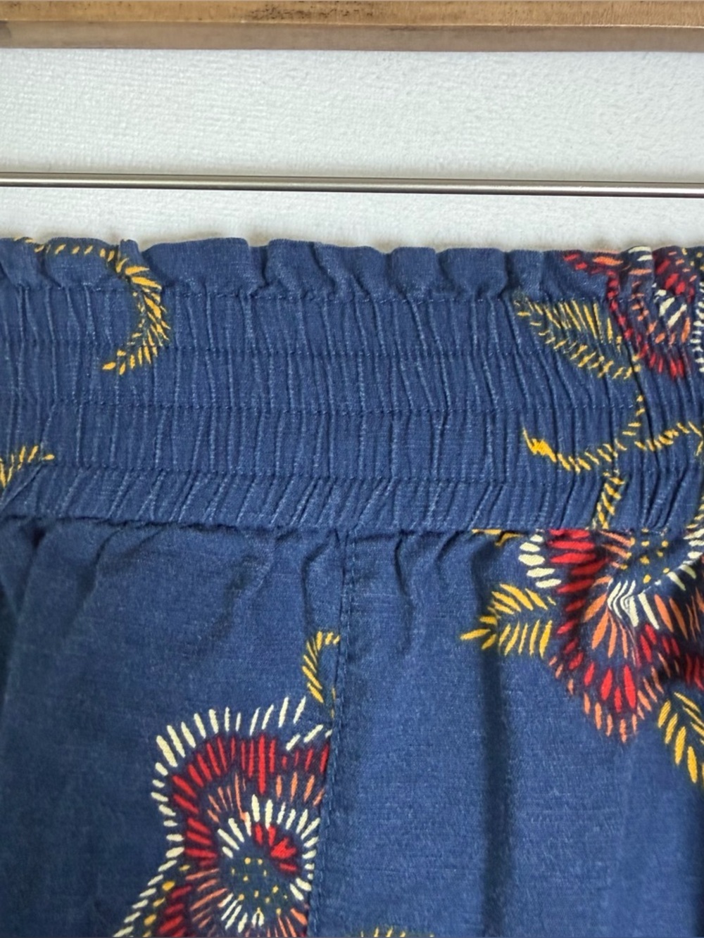 Madewell x Warm Women’s Floral Pull On Shorts Blue Linen Blend Boho Cottage Sz M - Picture 5 of 9